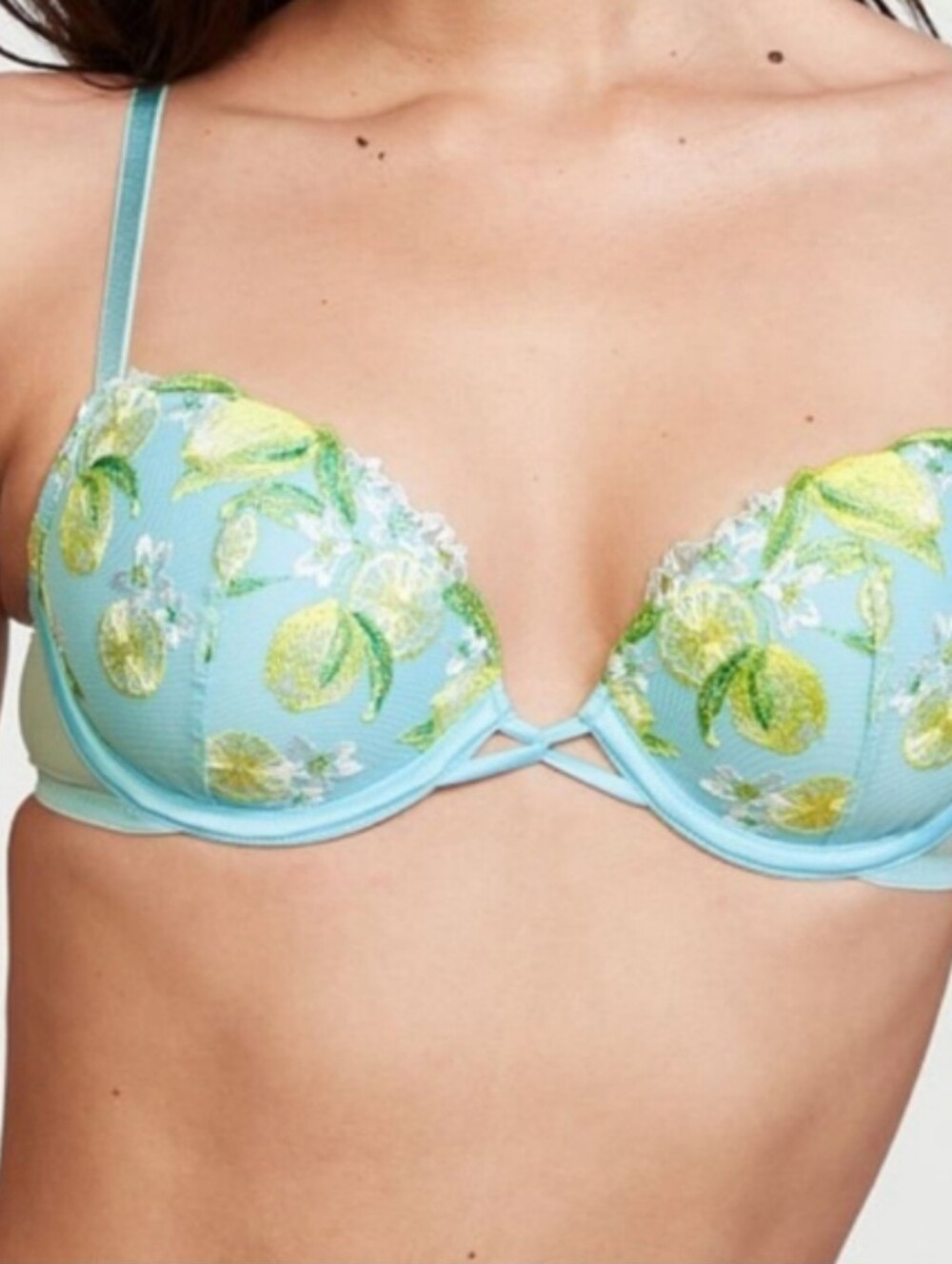 Victoria's Secret Citrus Embroidered Dream Angels Pushup Bra 34B
